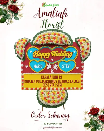 Karangan Papan Bunga Pernikahan di Asam